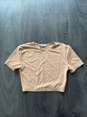 Zara Beige Cropped Tee